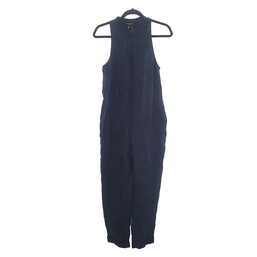 NWT Sundry Cupro Sleeveless Cropped Jumpsuit Size 6 Black Utility Rustic Slouchy